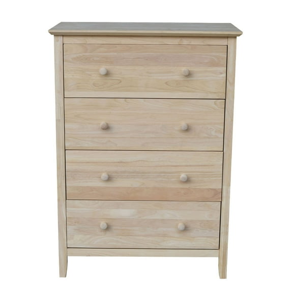 International Concepts Solid Wood Traditional 4-Drawer Dresser, Unfinished