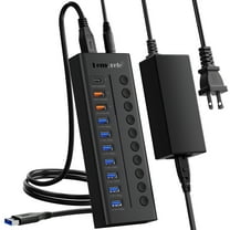 Lemorele 10-in-1 Docking Station, 7 USB 3.0 Hubs 1 Type-C Port 2 Type-A Ports for Fast Charging, Independent Switch with Indicator Light, 5gbps Transfer