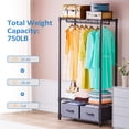 thumbnail image 4 of M MZG Heavy Duty 3-Shelf Garment Rack with 2 Fabric Drawers, Dark Grey, 4 of 8
