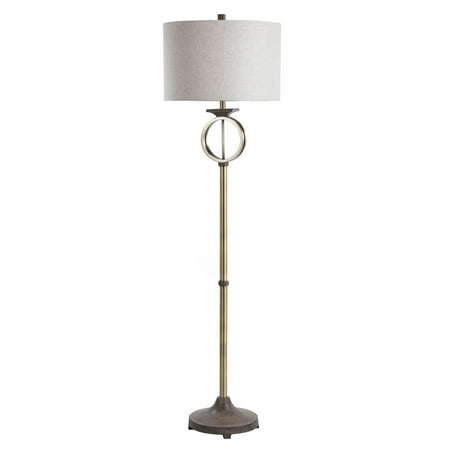 Style Craft Contemporary and Modern 65 in 1-Light Floor Lamp with Molded Wood Like Accents, Brass Gold