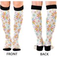 thumbnail image 2 of Coolnut 1 Pair Peace Sign Flowers Compression Socks 20-30mmHg Knee High Women Socks Tube Athletic Stockings for Men Sport Soccer Running Cycling Medical Nurse Winter Travel Gift, 2 of 7