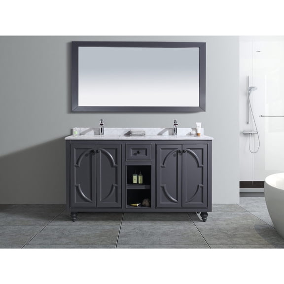 Odyssey - 60 - Maple Grey Cabinet White Carrera Counter