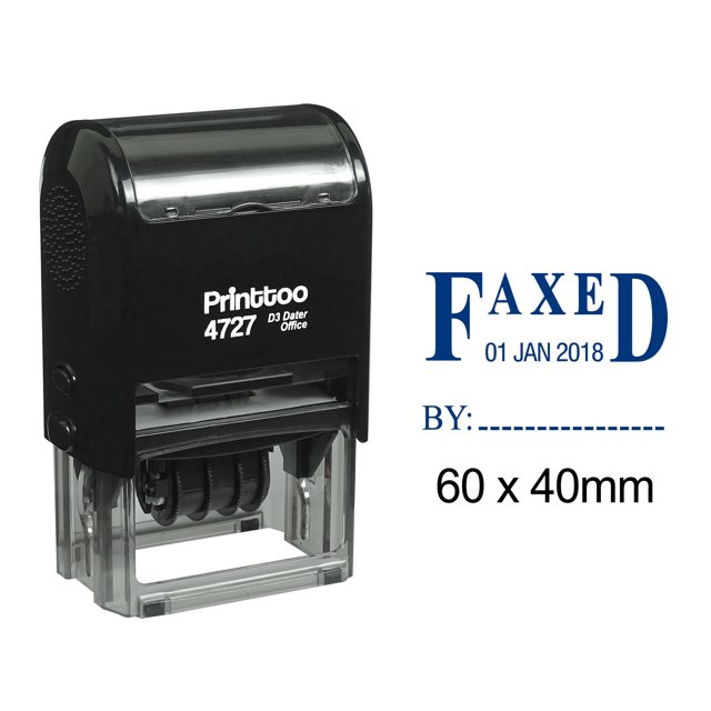 Printtoo Dater Stamp Self Inking With Faxed By Text Office Stationery Date Rubber Stamp-Blue
