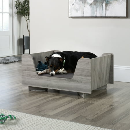 Sauder Pet Furniture Milo Modern Dog Bed, Light Walnut Finish