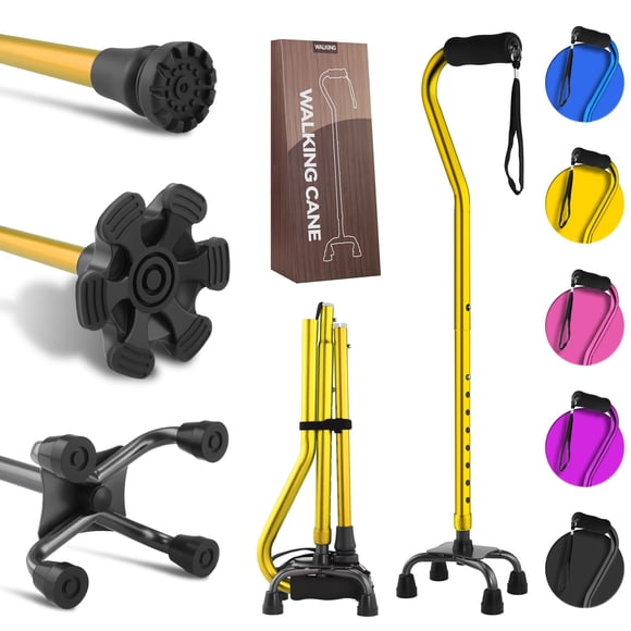 Bastón LIXIANG 3 en 1: Bastones ligeros y ajustables de 73 a 94 cm, ayuda para la movilidad y el equilibrio para hombres y mujeres (dorado)