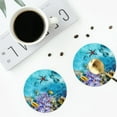 thumbnail image 4 of Pofeuu Corals and Tropical Fish Print Coasters for Drinks, 4Pack PU Leather Coasters, Bar Drink Coasters for Tabletop Protection, Furniture from Damage-Round Shape, 4 of 6