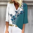 thumbnail image 3 of LQCMBYF Blouses & Button-Down Shirts Women'S Floral Print V Neck Pullover T Shirt Casual Three Quarter Sleeve Top Spring Tops For Women 2024 Trendy Long Sleeve Blouses For Women(Sky Blue,S), 3 of 3