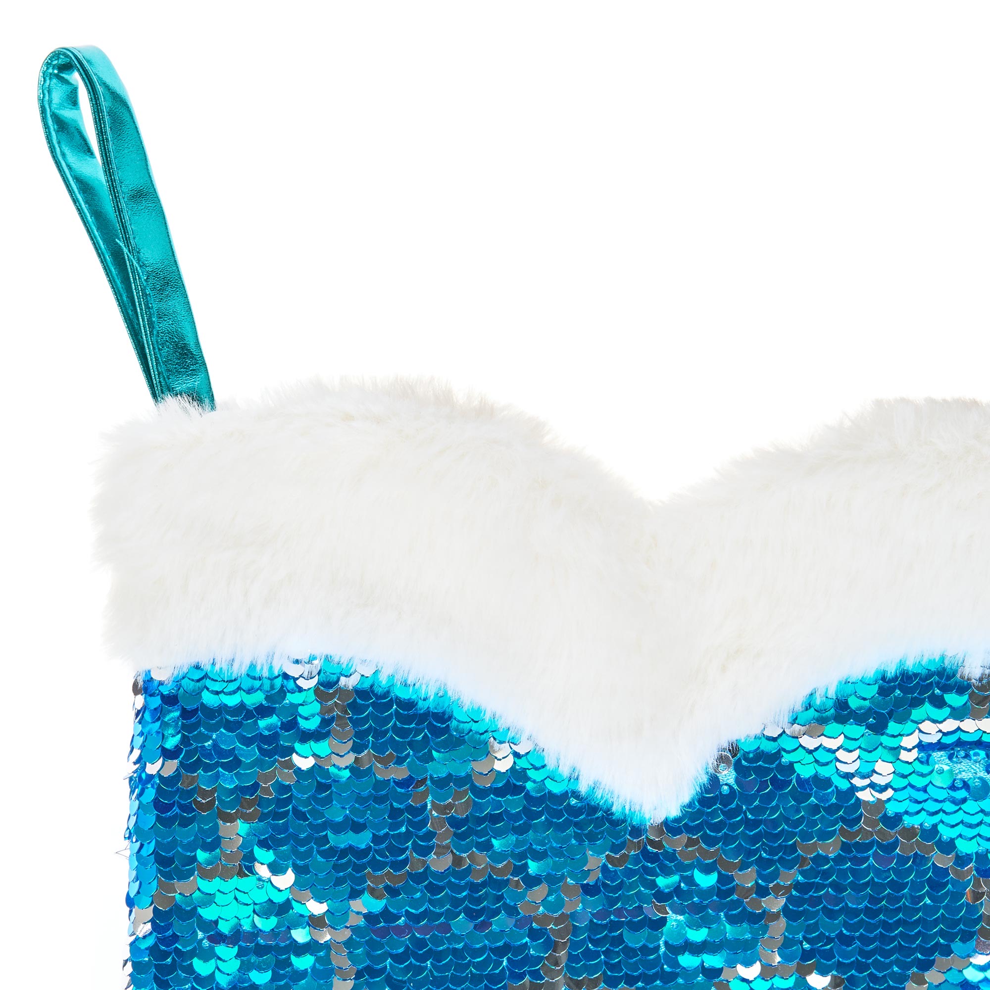Holiday Time Sequined Blue Mermaid's Tail Christmas Stocking - image 2 of 2