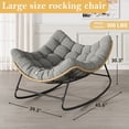 thumbnail image 4 of Poteban Outdoor Rocking Chair, 2 PCS Indoor Papasan Chairs, Oversized Egg Rocking Chair with Thick Cushion, Rattan Wicker Rocker Lounge Chair for Bedroom, Living Room, Patio, Garden, Porch, 4 of 10