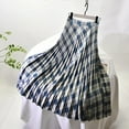 thumbnail image 6 of Looks Thin Pleated Skirt 2023 New High Waist A-line Skirt Mid-length Big Size Plaid Skirt Long Pleated Skirt Length 75-90cm, 6 of 6