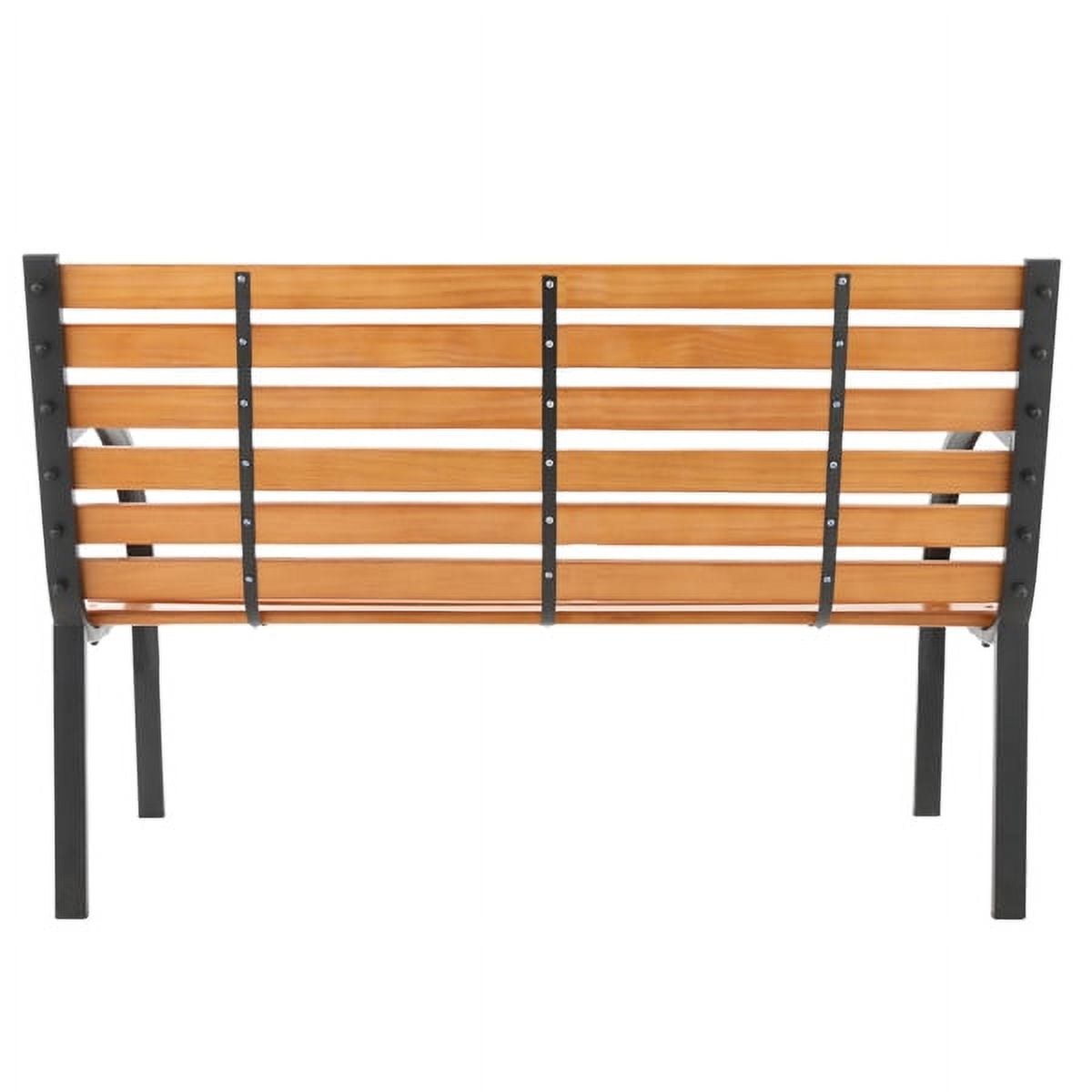 48" Hardwood Slotted Steel Cast Iron Frame Outdoor Patio Garden Bench Park Seat