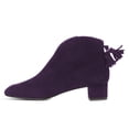 thumbnail image 2 of FSJ Women Fashion Western Tassel Block Low Heel Ankle Boots Side Zipper Booties Closed Toe V Cut Casual Vintage Shoes Size 9 Purple, 2 of 4