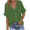 thumbnail image 2 of Tshirts Shirts for Women V Neck, Dressy Tank Tops for Women Cotton Linen Gauze Shirts Short Sleeve Summer Tunic Top Loose Fit Lightweight Casual Blouses, 2 of 6