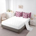 thumbnail image 4 of Castle Fairy Retro Split Circle Queen Bedding 7pcs,Abstract Curved Bedding Comforter Set Queen,Burgundy White,Reversible, 4 of 7