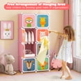thumbnail image 4 of Costway 8-Cube Kids Wardrobe Baby Dresser Bedroom Armoire Clothes Hanging Closet with Doors Pink, 4 of 10