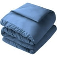 thumbnail image 5 of 3 Piece New Half Pinch Pleated Pattern Comforter Set, 800 TC, 100% Egyptian Cotton, Full/Queen Size Medium Blue Solid, 5 of 6