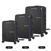 3 PCS Modern Travel Trolley TSA Luggage Set, Midnight Black