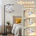 thumbnail image 3 of Arc Floor Lamp with Adjustable Lampshade Blue Pink Floral Soft Pastel Blooms Delicate Greenery Standing Lamp 3 Color Temperatures Dimmable Tall Pole Lamp with Foot Switch for Bedroom, 3 of 8
