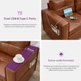 thumbnail image 6 of LAZZO 65" Loveseat Sofa with USB Charging Ports, 2-Seat Faux Leather Couch for Living Room & Office, Brown, 6 of 9