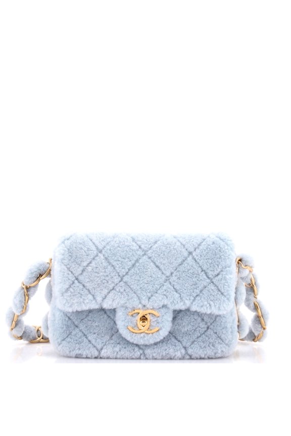 Pre-Owned Chunky Chain CC Flap Bag Quilted Shearling Small By Rebag