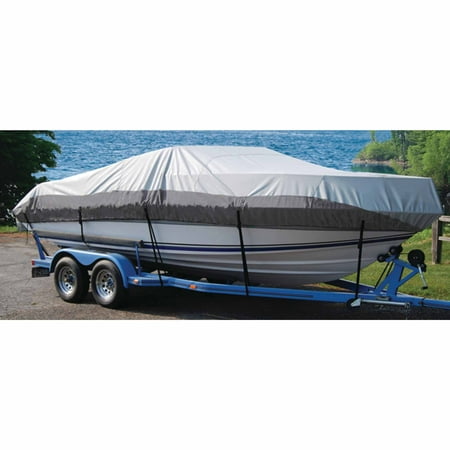 Taylor Heavy Duty Polyester 2-Tone Color Fabric BoatGuard Eclipse Boat Cover with Storage Bag, Tie-Down Straps and Support Pole, Fits 14' to 16' Aluminum Fishing, Up to 75