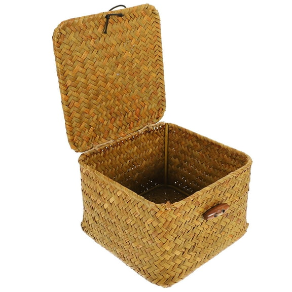 PENIKOKO Woven Storage Bin with Bear Design Plush Toy Organizer for Dresser, Kids Room, Nursery, 1 Piece