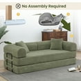 thumbnail image 5 of Muumblus 78" Corduroy Loveseat Cloud Sofa , Queen Size Convertible Slpper Couch Bed for Living Room, Green, 5 of 11