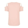 thumbnail image 6 of Ediodpoh Women's T Shirt Imitation Cotton Pull Frame Women's off Shoulder Solid Color Top T Shirts for Women Pink L, 6 of 9