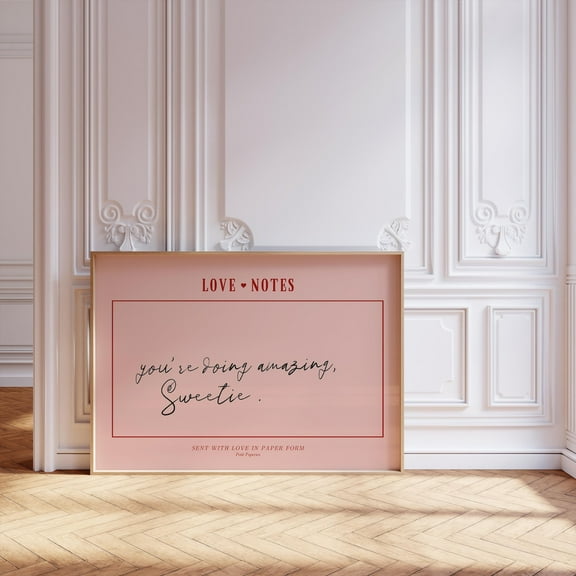You'Re Doing Amazing Sweetie Pink Love Note Wall Art, Trendy Wall Print, College Dorm Decor, Retro Vintage Art Wall Art, Modern Wall Decor, 8x12 UNFRAMED
