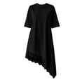 thumbnail image 6 of Karymi Casual Solid T-Shirt Dress, Round Neck Half Sleeve Loose Swing Dress with Asymmetrical Lace Hem, Summer High-Low Flowy Dress Plus Size Dresses, 6 of 6
