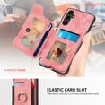 thumbnail image 5 of SaniMore for Samsung Galaxy A54 5G Wallet Case, [RFID Blocking] Elastic Card Slot Vehicle Magnetic PU Leather Ring Holder & Lanyard Stand Money Pocket Cover for Samsung A54 5G, Pink, 5 of 12