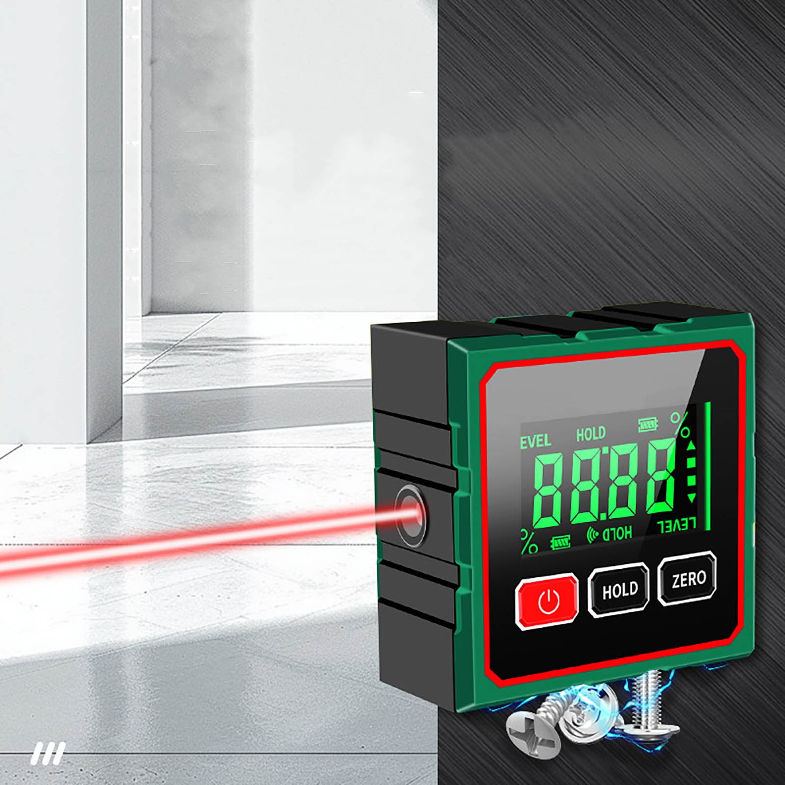 Digital Display Inclinometer with Laser Level, Angle Gauge for Precision Measurement, Magnetic Inclinometer with Type-C Charging, For Construction and DIY Projects
