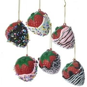 The Bridge Collection 2" Chocolate Covered Strawberry Ornaments, Set of 6