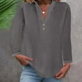 thumbnail image 2 of ZyeKqe Cotton Linen Tops for Women Dressy Casual Long Sleeve Shirts Button up V Neck Loose Fitted Tees Blouses, 2 of 6