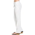 thumbnail image 2 of Comfy Drawstring Linen Pants Long with Band Waist (White), 2 of 6