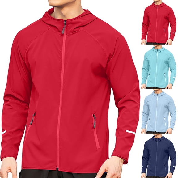 Chamarras Para Hombre Cameland Men's Solid Color Breathable Sports And Ditness Training Long Sleeved Hooded Casual Windbreaker Jacket Dark Blue XXL