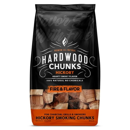 Fire & Flavor FFW202 Premium All Natural Smoking Wood Chunks, 4 Pounds, Hickory
