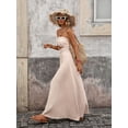 thumbnail image 7 of Womens Khaki Halter Maxi Dress Cutout Waist Beaded Detail Ruched Bodycon, 7 of 7