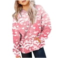 thumbnail image 2 of Girls Pink Heart Print Pullover Hoodie - Oversized Stretch Fit for 4-14Y with Kangaroo Pocket,Size 2-3T, 2 of 6