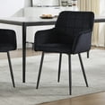 thumbnail image 3 of Dining Chairs Dining Chairs Set of 2, Upholstered Kitchen Chairs with Comfortable Seat, velvet Dining Chairs with Armrests, Easy to Assemble and Clean, for Dining Room, Kitchen, Living Room,Black,Woo, 3 of 10