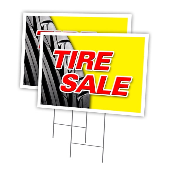 TIRE SALE 1 2 Pack Of 12" x 16" Yard Sign & Stake | Advertise Your Business | Stake Included Image On Front Only | Made in The USA