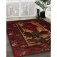 thumbnail image 3 of Ahgly Company Machine Washable Indoor Square Traditional Red Brown Area Rugs, 7' Square, 3 of 7