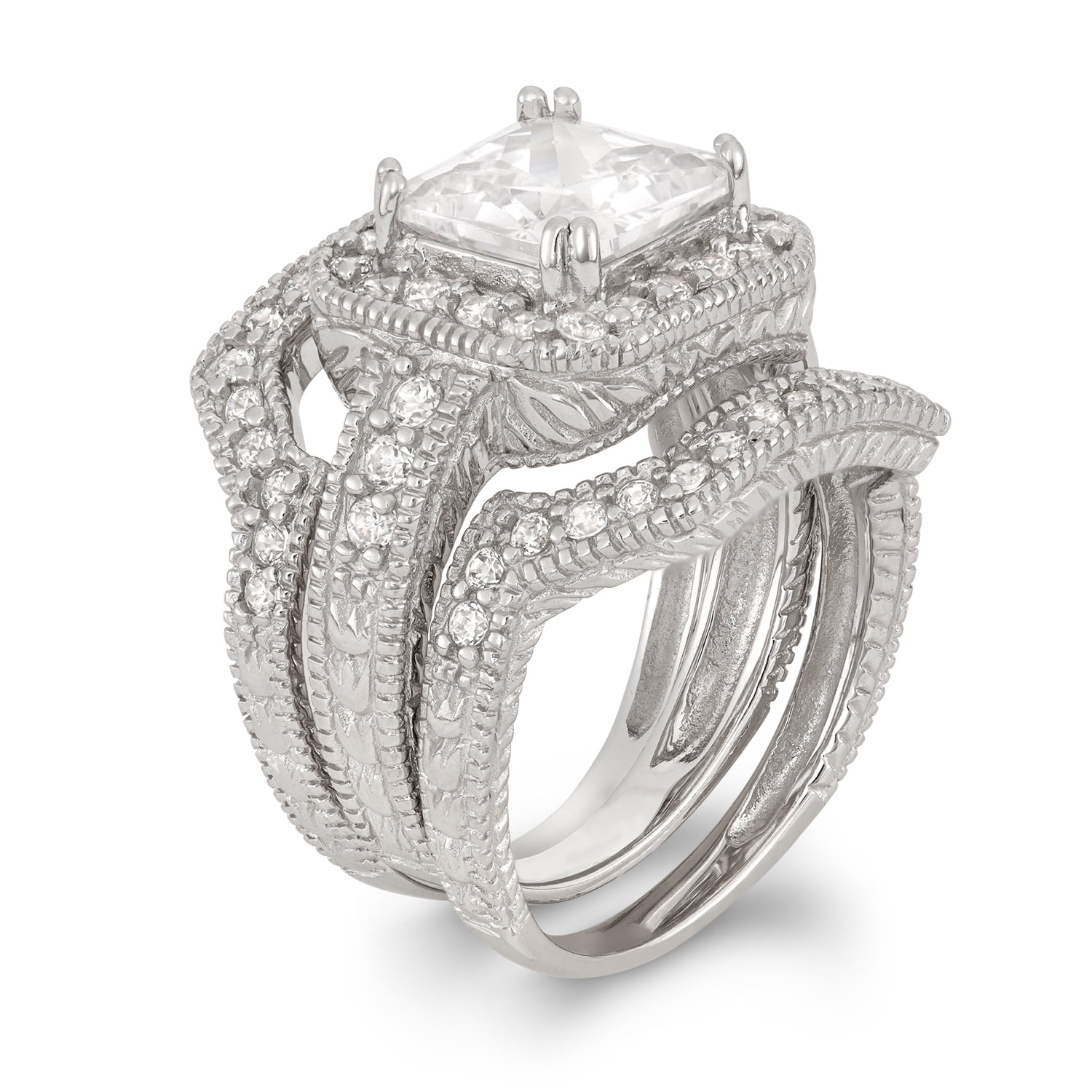 sterling silver cubic zirconia ring set