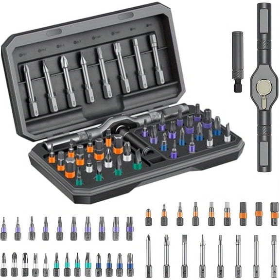 42 in 1 Magnetic Screwdriver Set – Innovative Ratchet Design, Switchable Handle & S2 Steel Bits for Home Repairs, DIY Projects, and Electronic Fixes (Black)