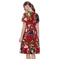thumbnail image 7 of Lsque Mario Print Women's Casual Dress T-Shirt Summer Short Sleeve Scoop Neck Swing Dresses, 7 of 7
