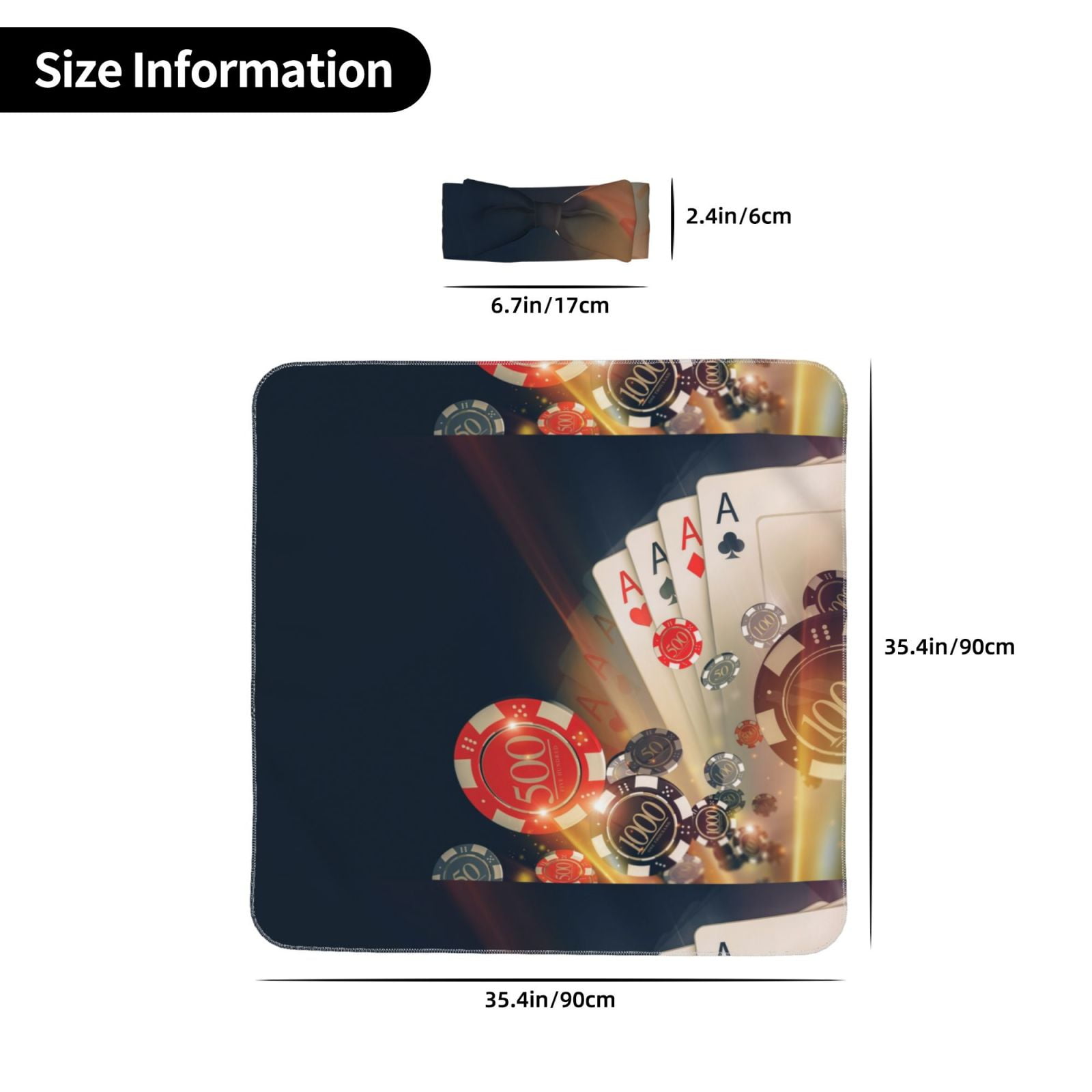 Vsdgher Newborn Receiving Blanket Headband Set Poker Chips Print Print Baby Swaddle Receiving Blankets