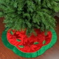 thumbnail image 2 of Northlight 48" Red and Green Sequined Poinsettia Christmas Tree Skirt, 2 of 3