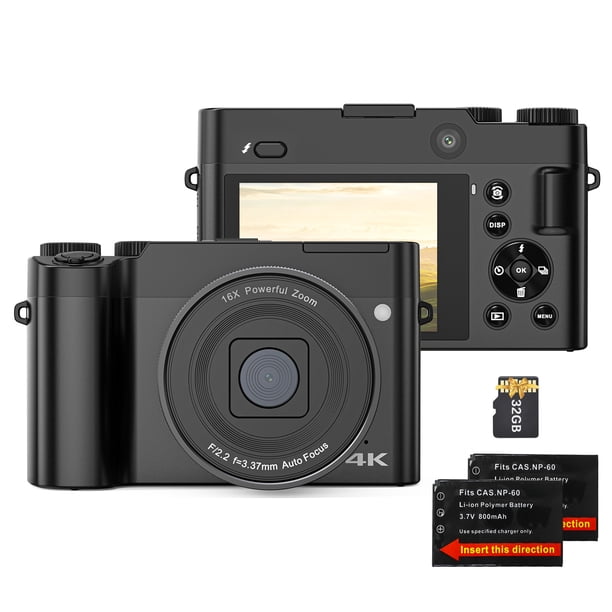 Cámara digital 4K Cámara de vídeo digital 64MP Lente dual 2.8