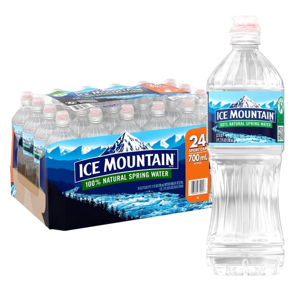 Ice Mountain 100% Natural Spring Water, 700 mL Bottles, 24-Pack