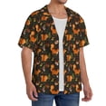 thumbnail image 2 of Vsdgher Festive Squirrels Dark Forest Men's Cuban Shirt, Hawaiian Shirts, Business Casual Button Down Shirts, Short Sleeve Shirt-Small, 2 of 5